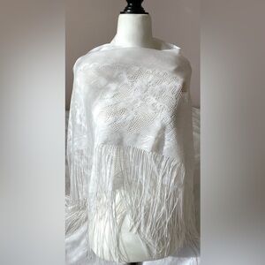 White shawl embroidered